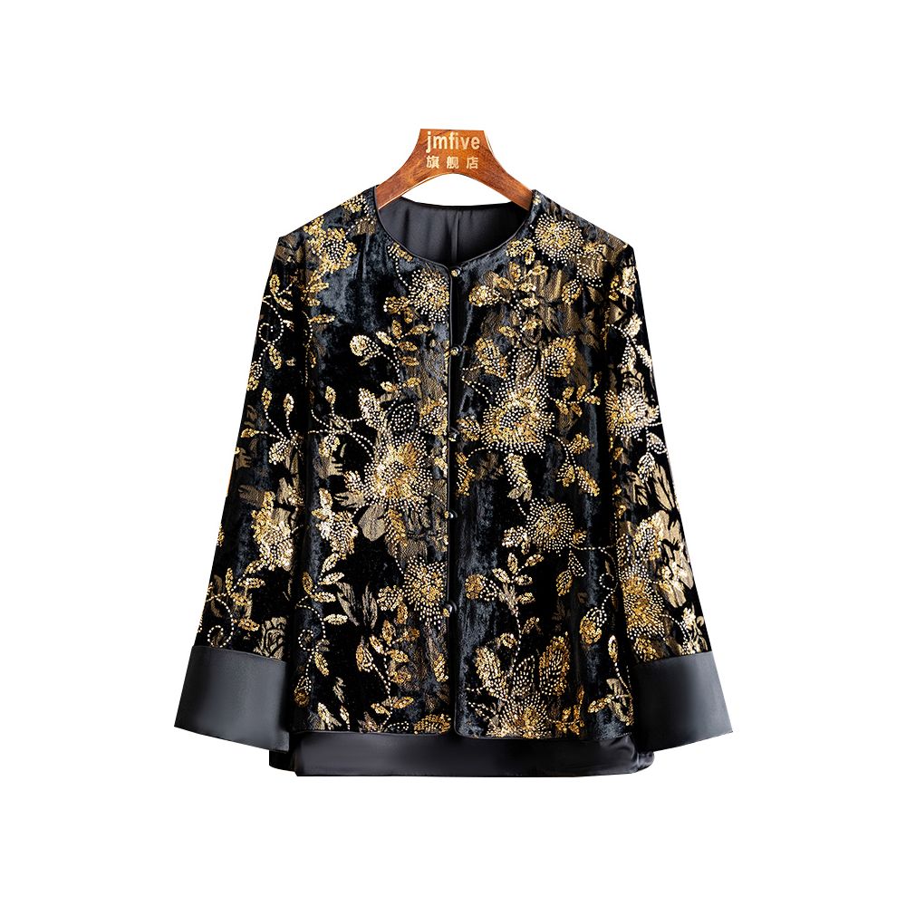 New Chinese style silk velvet embroidered retro style coat for women in autumn 2025 fashionable and versatile Chinese style top image 7