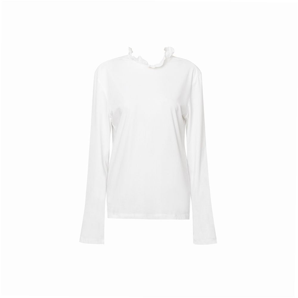 TOP Home Two Wear Multi Match French Retro Romantic Style Black Ear Lace Collar Pure White Horse Cotton Long Sleeve T shirt image 13