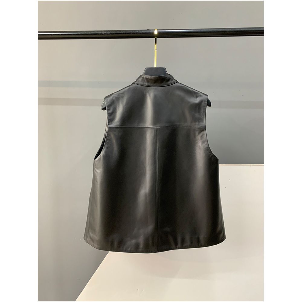 Internet celebrity s same sheepskin vest women s Chinese style lace flower embroidery buckle design slim fit leather sleeveless camisole image 4