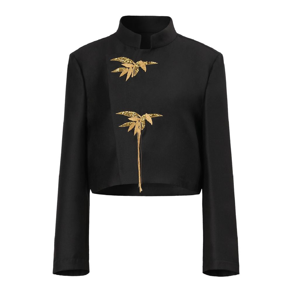 Chinese style straight tube short jacket embroidered with loose stand collar with a new Chinese style temperament suitable for women J41D573 both inside and outside the boundaries image 5