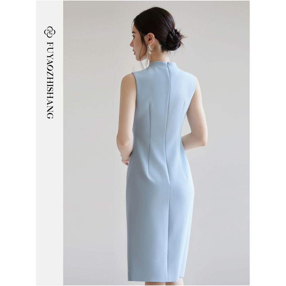 FUYAO New Chinese Cheongsam Skirt for Women 2025 New Chinese Style Sleeveless Dress with Waist cinching and slimming effect image 4