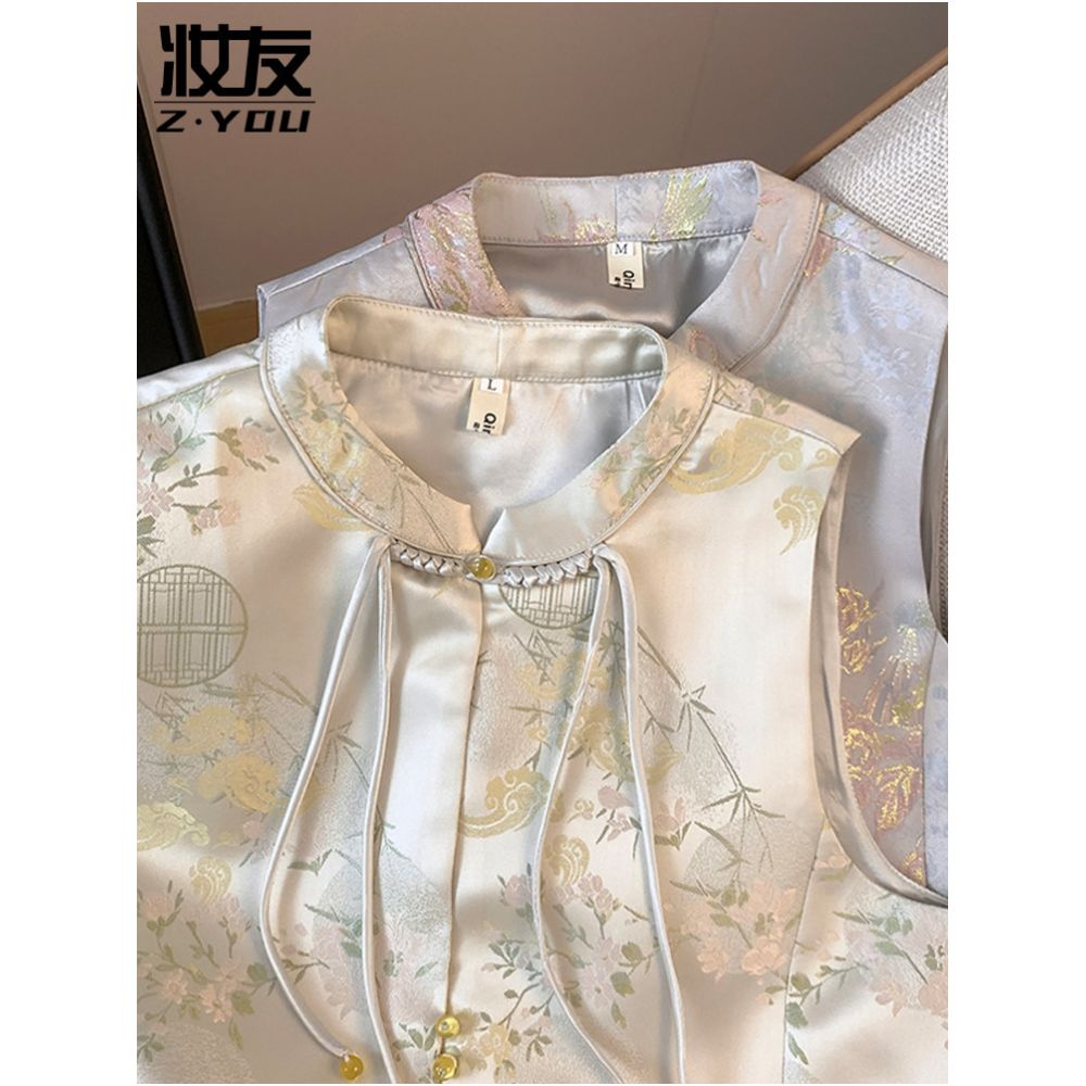New Chinese style vest jacket for women in 2025 with a high end ethnic style Tang style cheongsam and satin vest top image 4