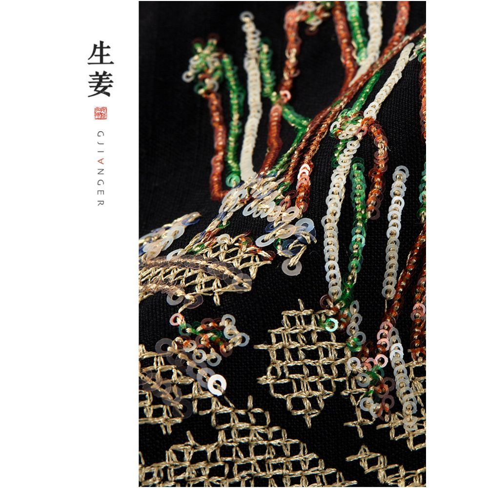 Ginger Yabai New Chinese Vest Autumn Winter New Product Pine and Cypress Embroidered Women s Retro Standing Collar Vest 31432436A image 4