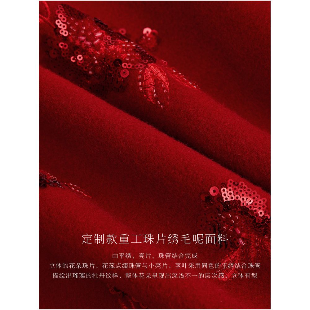 Ruyi Lianyun Danruo New Year s Edition Bead Embroidered Wool Woolen Cotton Robe Women s New Chinese style Pan Button Cotton Jacket image 4