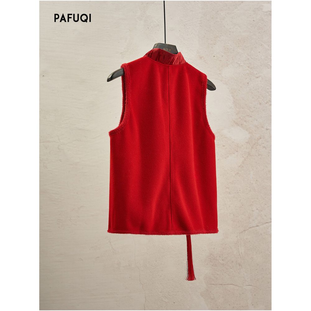 New Chinese style stand up collar tassel vest perfect for layering as an outer layer 2026 autumn new women s clothing image 5