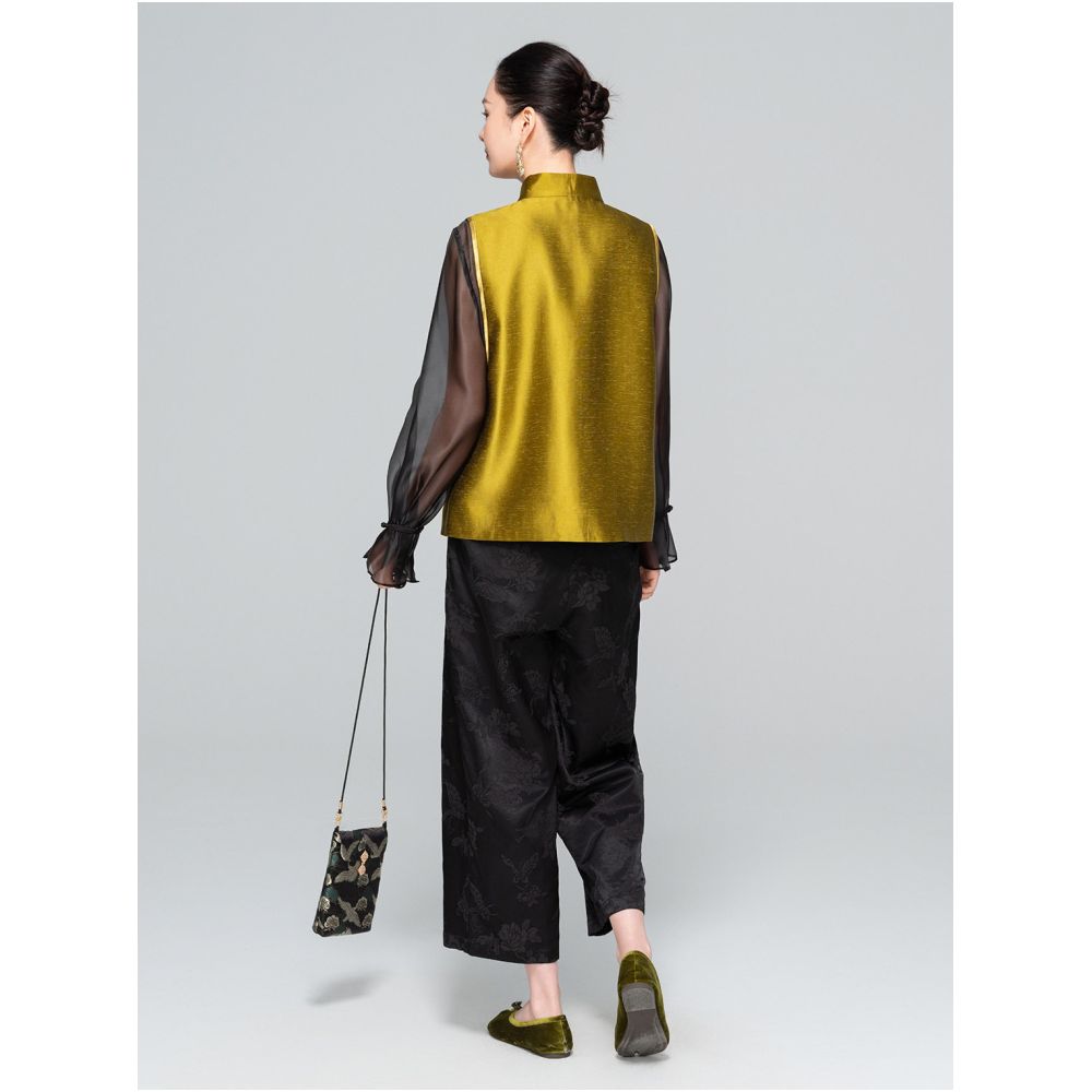 HSSNFZ new Chinese style vest for women in autumn 2025 featuring a stand up collar with a buckle and a high end feel sleeveless layered vest image 4