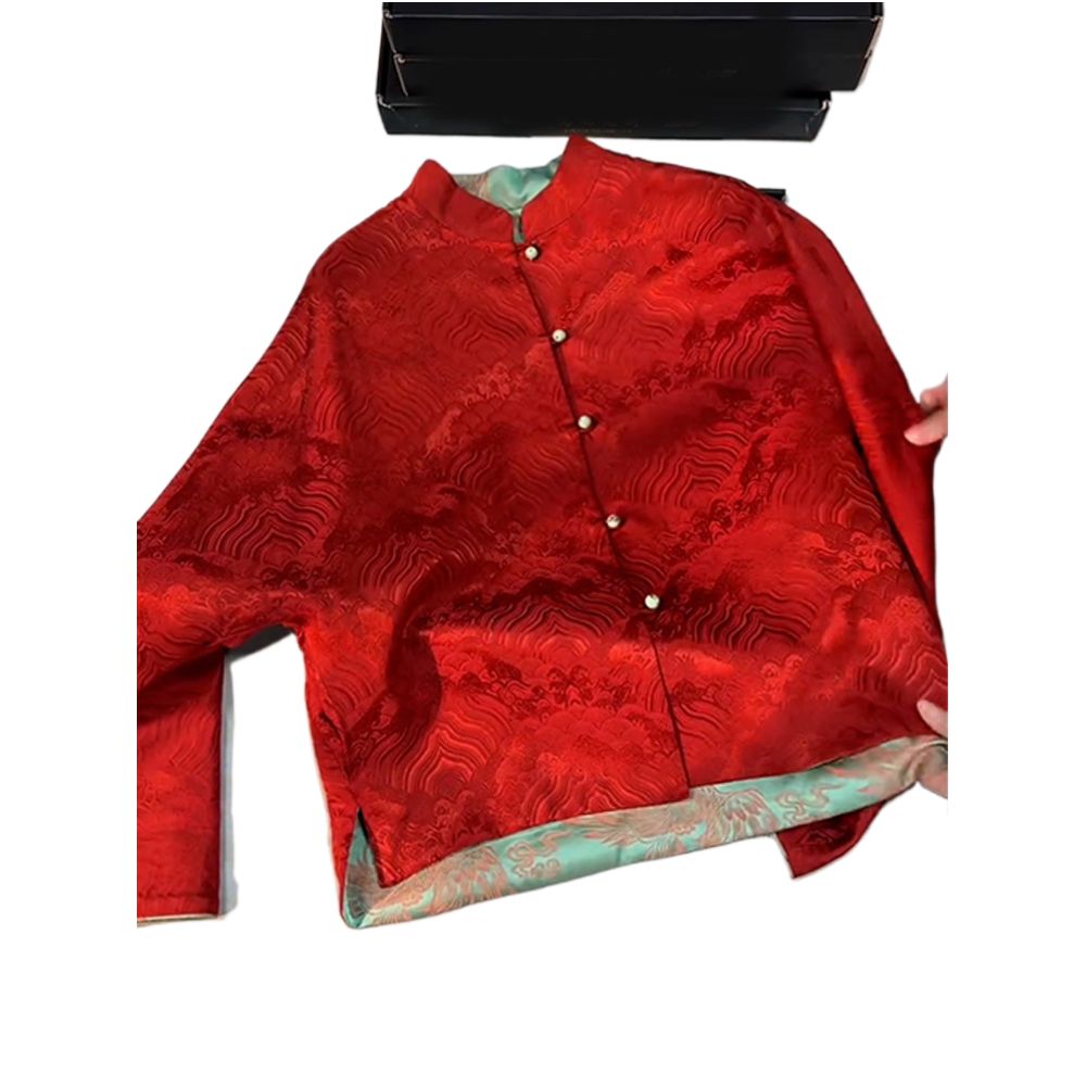 2026 Spring New Style with Unique Temperament Super Beautiful High end Retro New Chinese Style Song Jin Red Coat for Women image 4