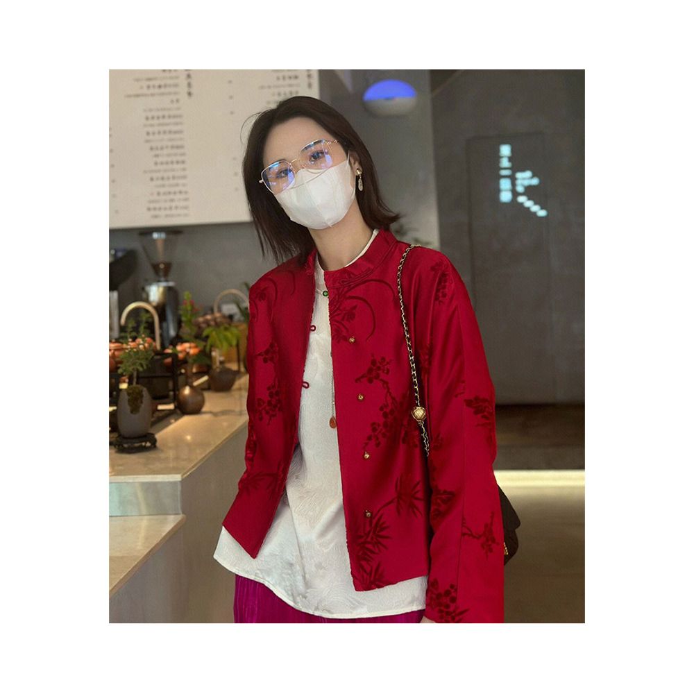 2026 Early Spring Unique and Stylish Top Perfect for Petite Women with Elegant and Sophisticated Style New Chinese Style Red Coat for Women image 1