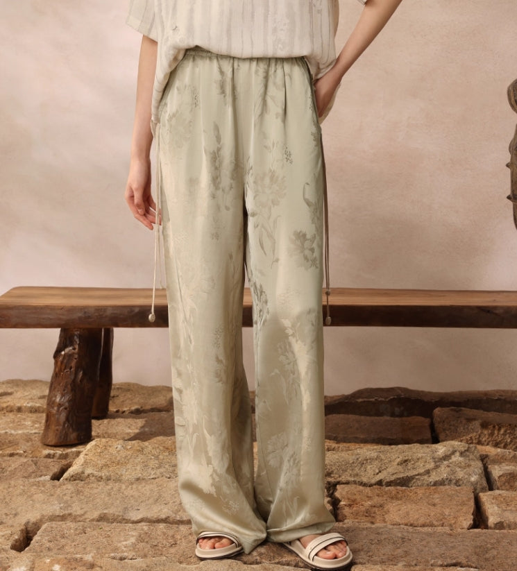 ASAYA4893 – Whispering Bloom Jacquard Pants 🌿✨