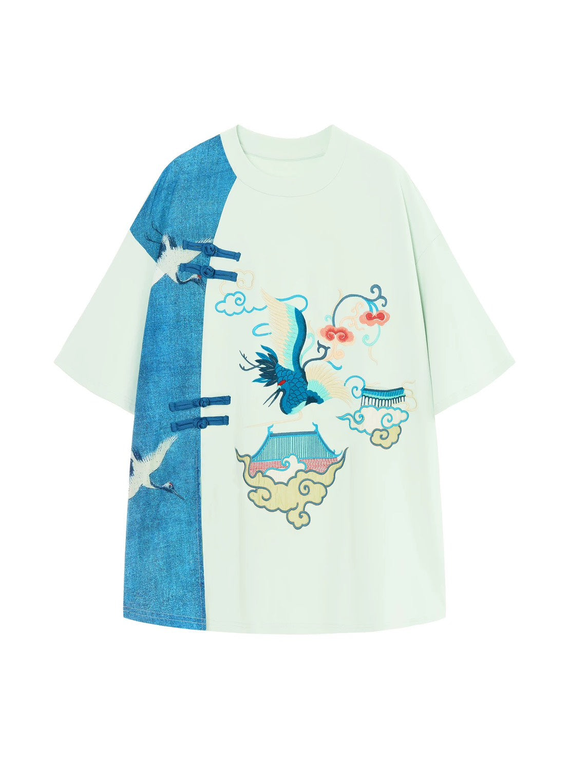 ASAYA4908 – Crane Harmony Oversized Tee 🖤💚✨