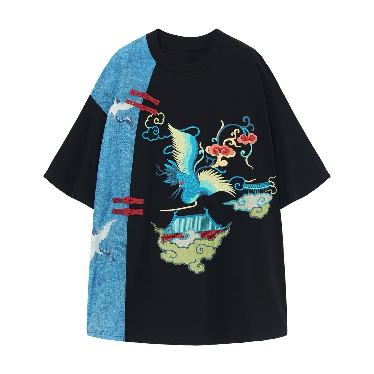 ASAYA4908 – Crane Harmony Oversized Tee 🖤💚✨