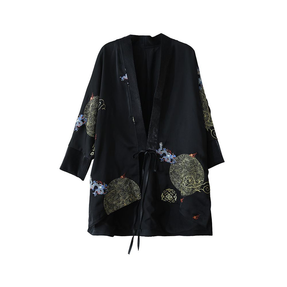 Book of Songs Mountain and Sea Series Pole End Acetic Acid Panlong Playing with Pearls Hanfu Standard Early Spring Tie up Cardigan Coat for Women image 5
