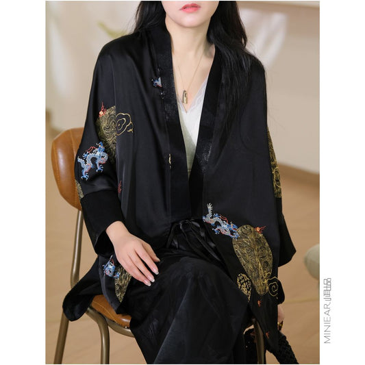ASAYA5817 – Shan Hai Poem Embroidered Kimono 🐉🖤