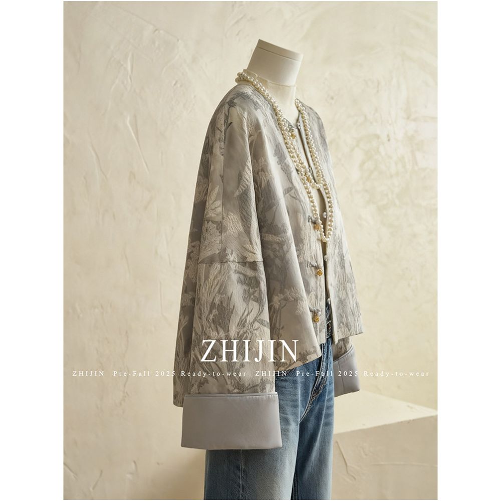 Beautiful young style new Chinese jacket autumn and winter satin jacquard exquisite top high end Chinese style women s clothing 2025 new style image 0