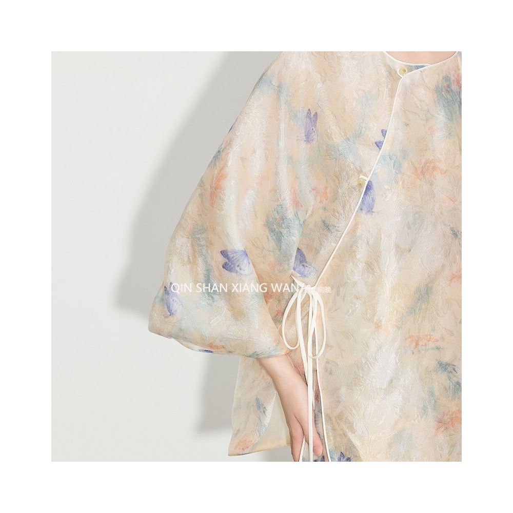 Fengxin Summer Light Chinese Style New Chinese Style Aging Jacquard Top Exquisite Western Style Loose Shorts Two Piece Set image 4