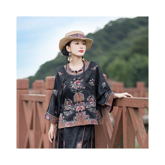 ASAYA5836 – Heritage Bloom Embroidered Jacket 🌺🖤