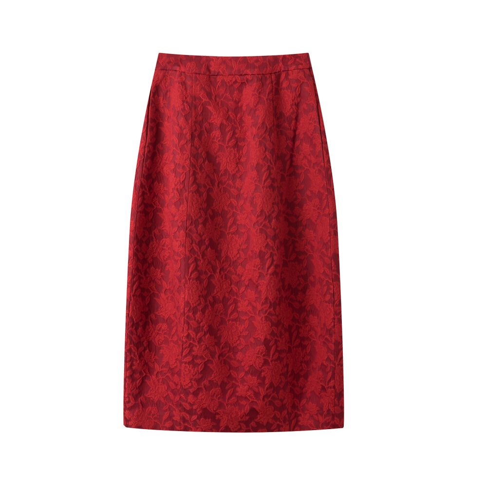 ASAYA5843 – Peony Grace Jacquard Skirt 🌸✨