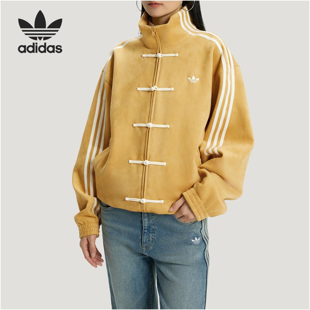 Adidas Adidas official authentic clover men s and women s standing collar long sleeved loose casual jacket KT3851 image 1