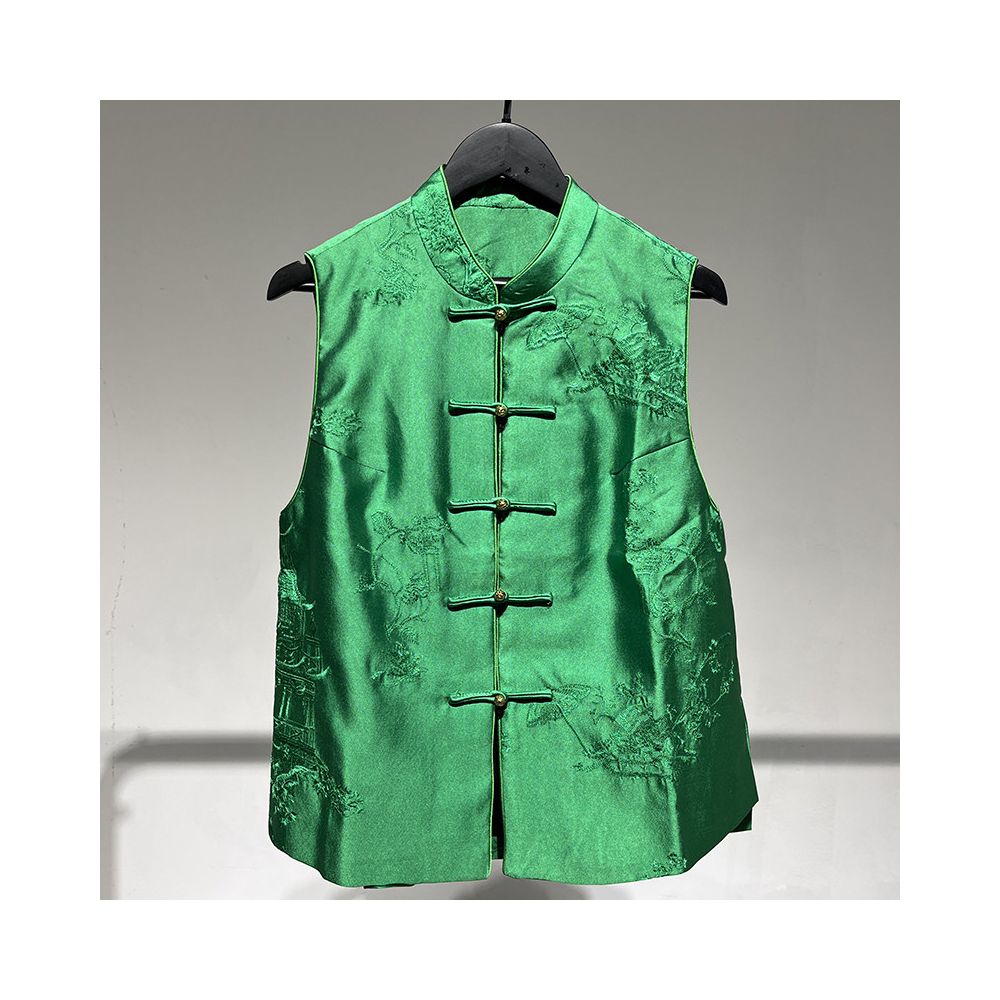 ASAYA5858 – Heritage Silk Jacquard Vest 🌿✨