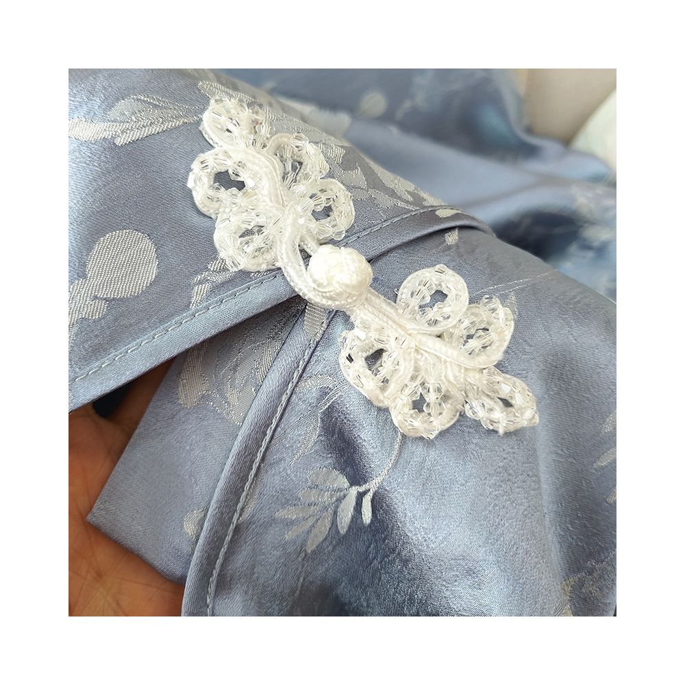 New Chinese style silk jacquard casual jacket women s original design round neck retro buckle loose slimming Chinese style shirt image 4