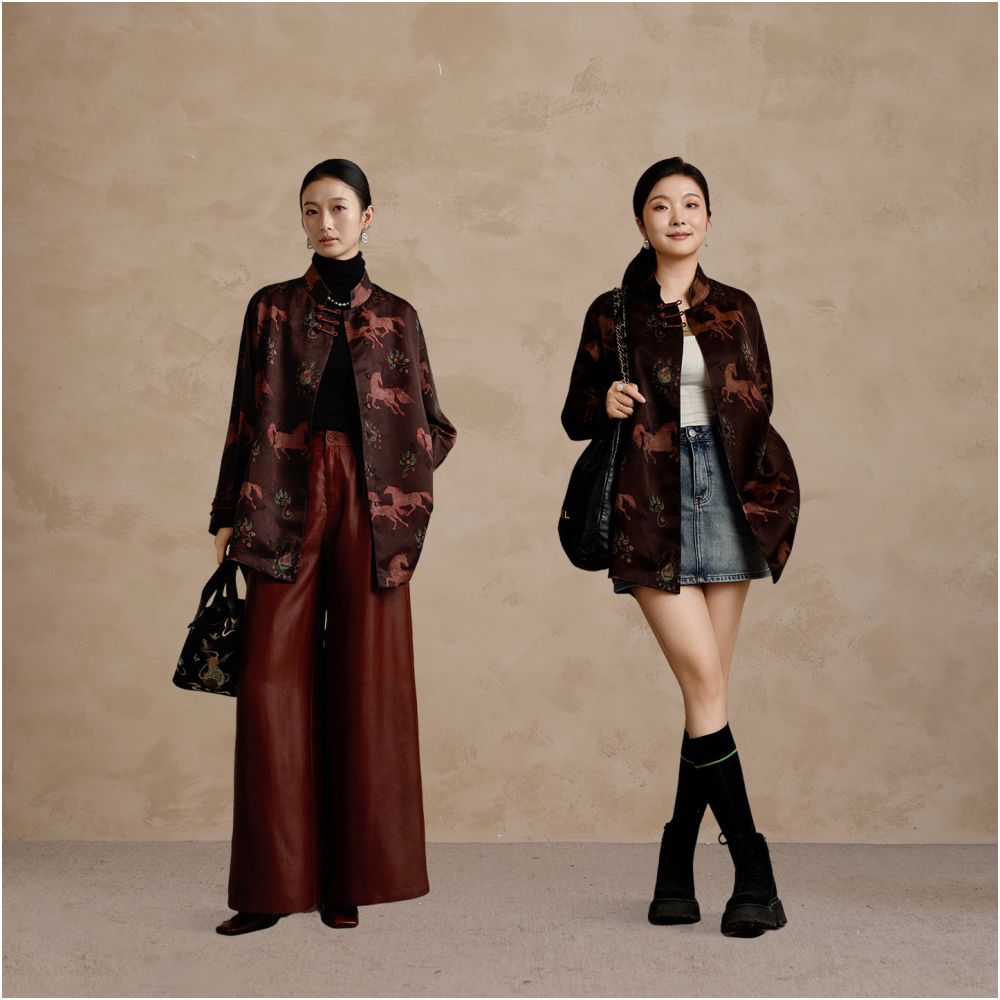 Interface 30 mm pure silk fragrant cloud yarn new Chinese style young version jacket for women 2025 Year of the Horse New Year s robe and New Year s clothing image 2