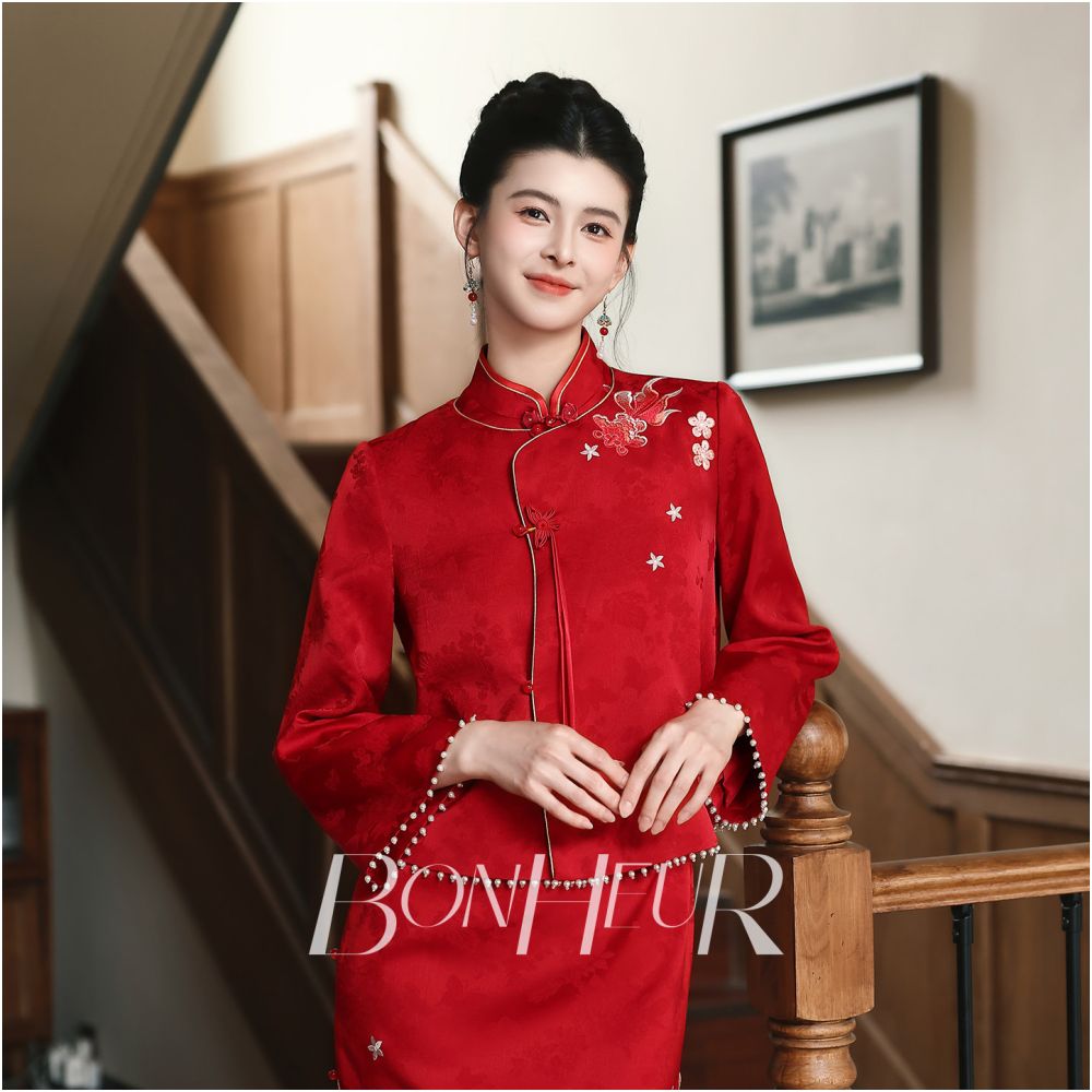 ASAYA5892 – Crimson Heritage Cheongsam Set 🌹✨