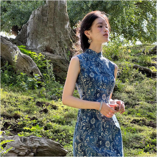 ASAYA5895 – Azure Breeze Qipao Dress 🌿💙