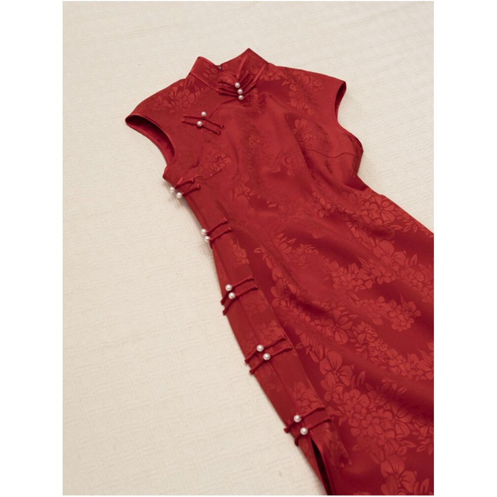 Counter Withdrawal 2025 Summer New Chinese Style Unique Exquisite Elegant Elegant Slimming Red Sleeveless Dress for Children image 1