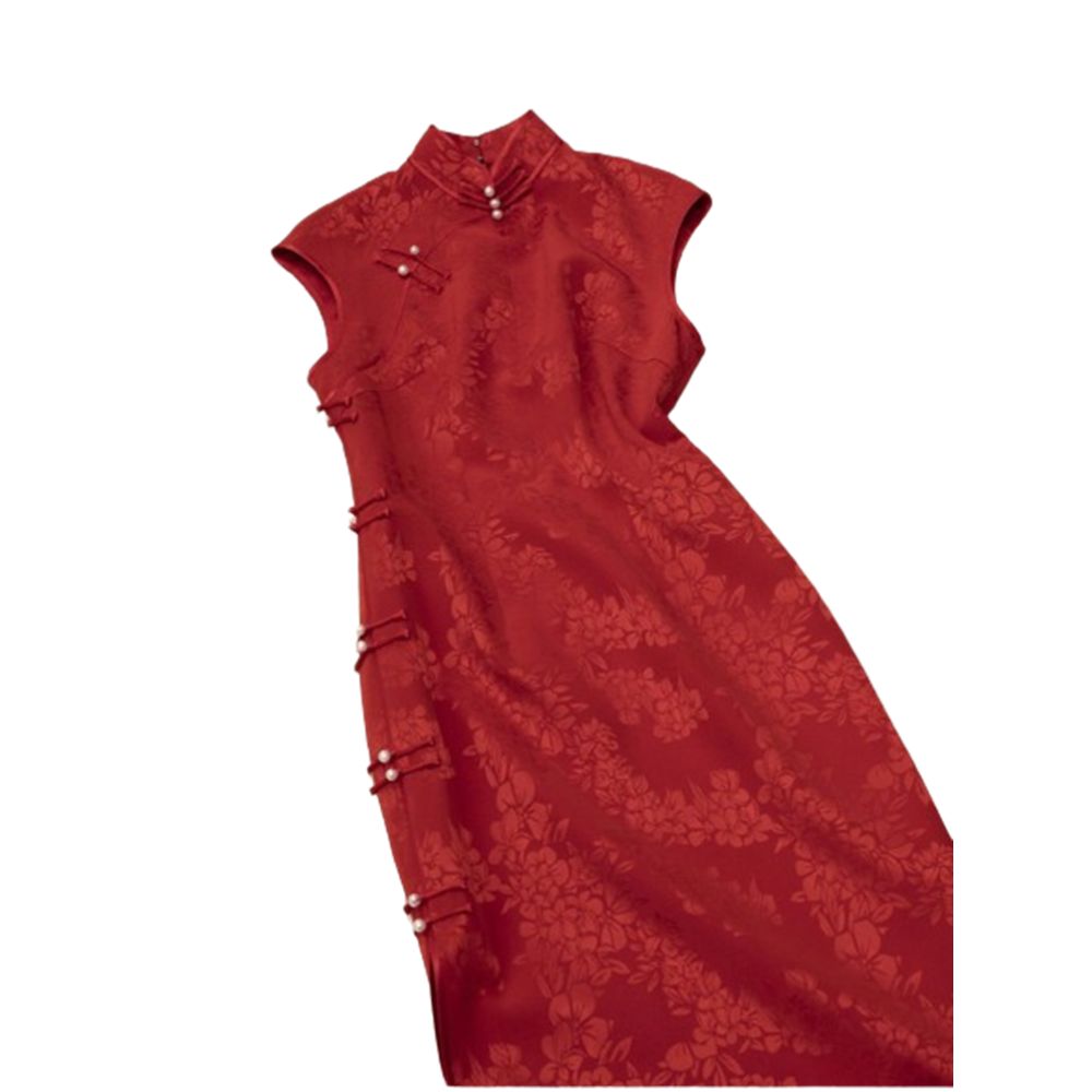 Counter Withdrawal 2025 Summer New Chinese Style Unique Exquisite Elegant Elegant Slimming Red Sleeveless Dress for Children image 4