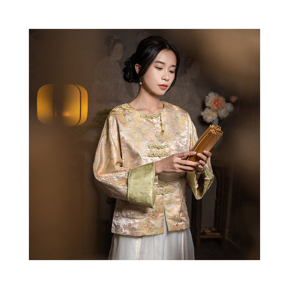 ASAYA5950 – Golden Heritage Silk Jacket ✨🌼