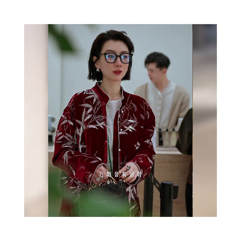 ASAYA5960 – Crimson Bamboo Velvet Jacket 🎋❤️