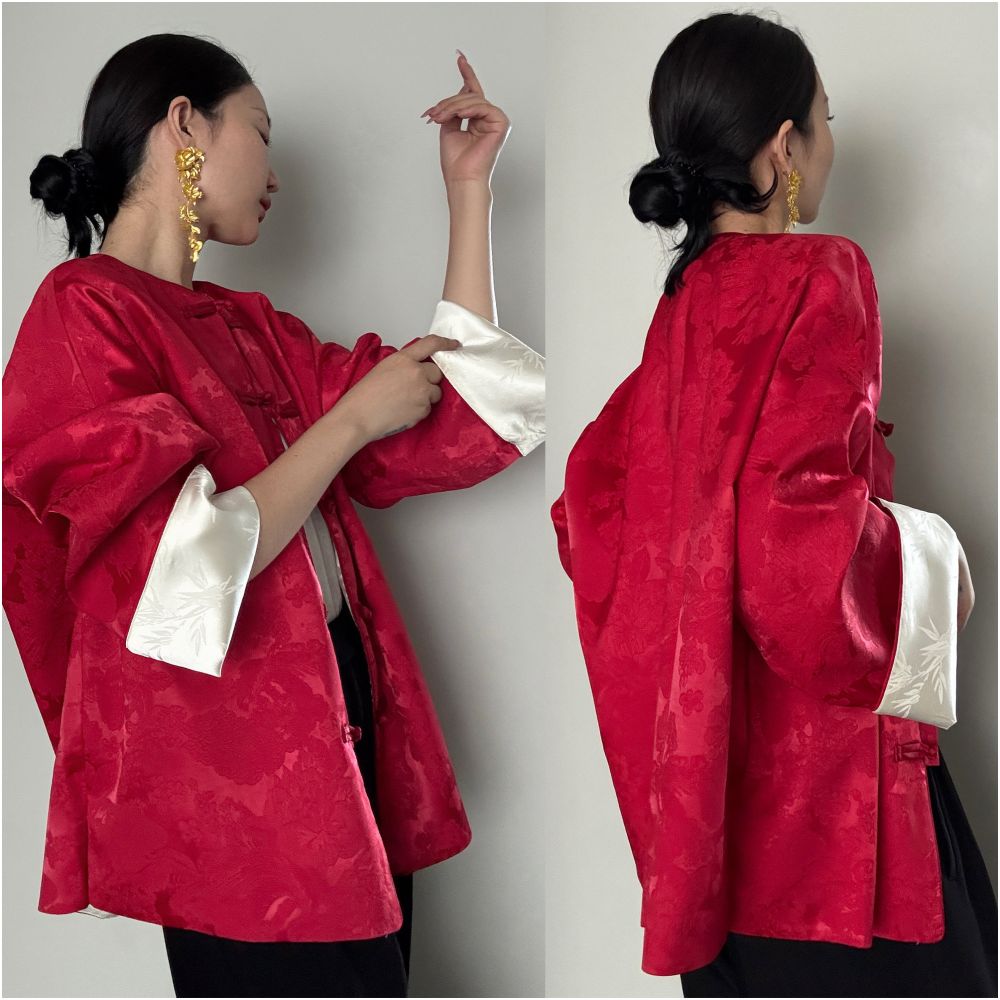 New Chinese style red improved Tang style jacket for women s clothing Chinese style New Year s greetings with cotton and heavy duty design for commuting style image 0