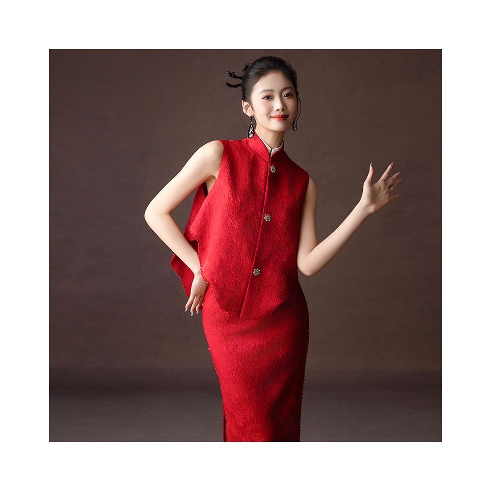 ASAYA595 – Imperial Scarlet Elegance Top❤️🌺