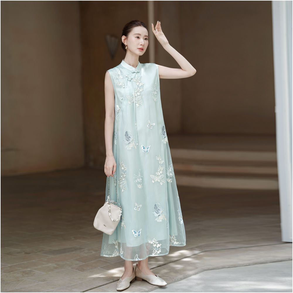 ASAYA5990 – Celeste Butterfly Cheongsam Dress 🦋🌿