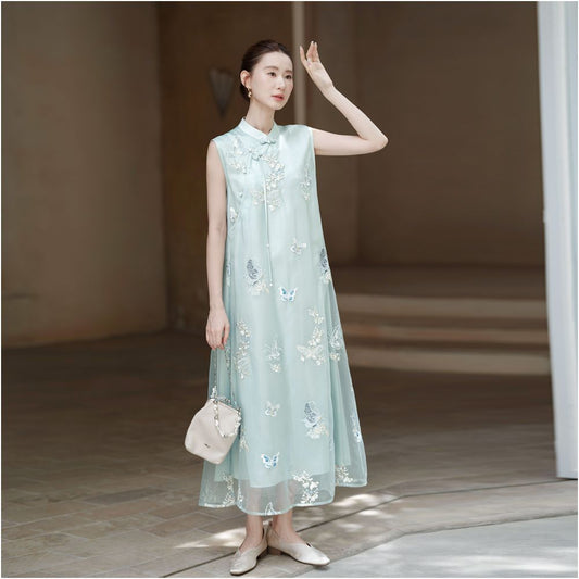 ASAYA5990 – Celeste Butterfly Cheongsam Dress 🦋🌿