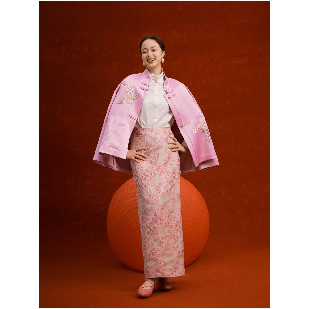 Recite the Twelve Yuan Day 3D Relief Jacquard Fold Overlapping Split Half Skirt Retro Simple Chinese Half Skirt image 0