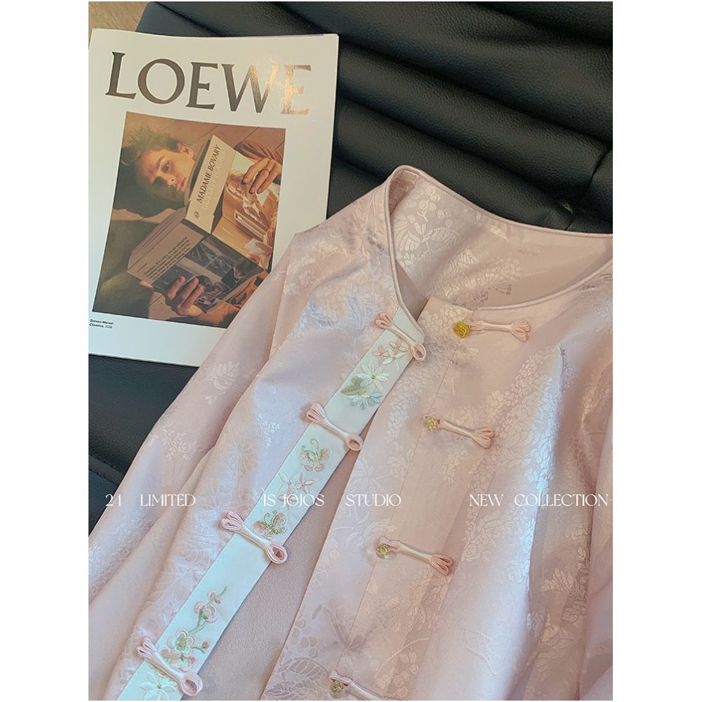 Pink new Chinese style light embroidery patchwork jacket for women s early spring new style gentle and high end Zen style improved Tang style clothing image 1