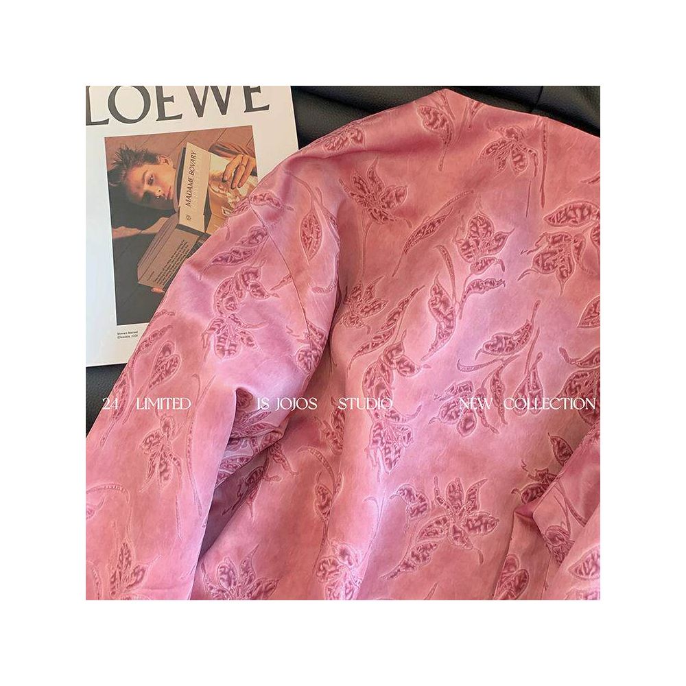 Pink New Chinese Tang style Jacquard Buckle Women s Coat Spring New Light Chinese Style Unique Zen Style Thin Top image 4