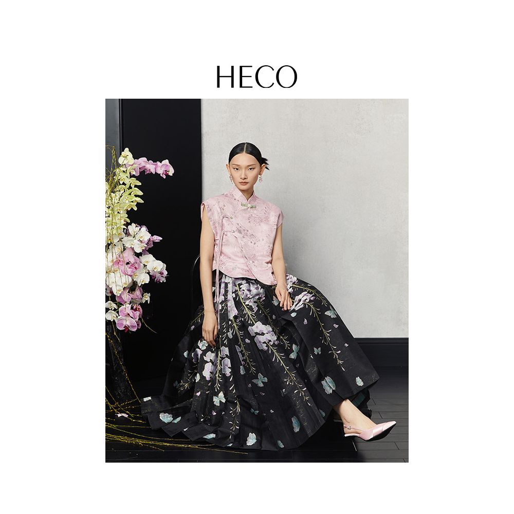 HECO lotus pond pattern new Chinese style lotus pond pattern Song brocade vest buttoned jacquard sleeveless top for women image 3