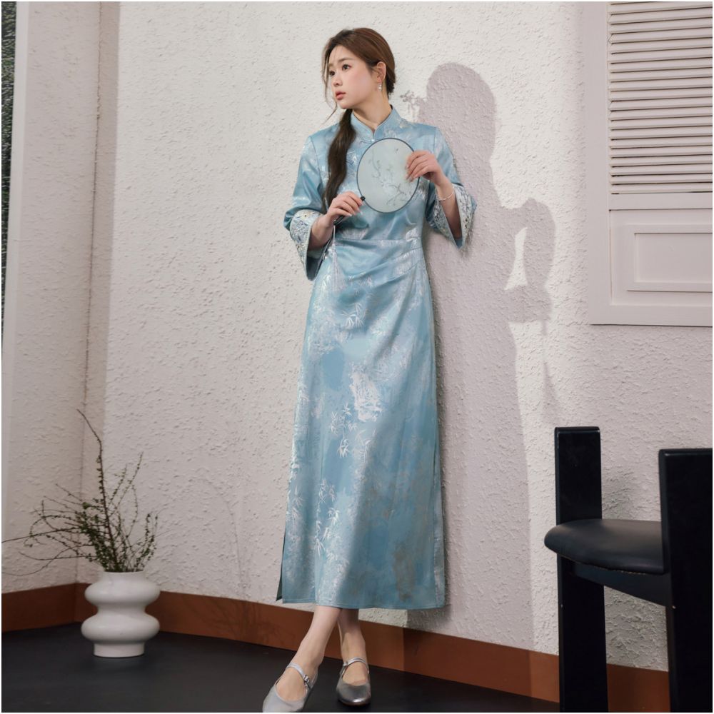 ASAYA6025 – Celestial Silk Cheongsam Dress 🌊✨
