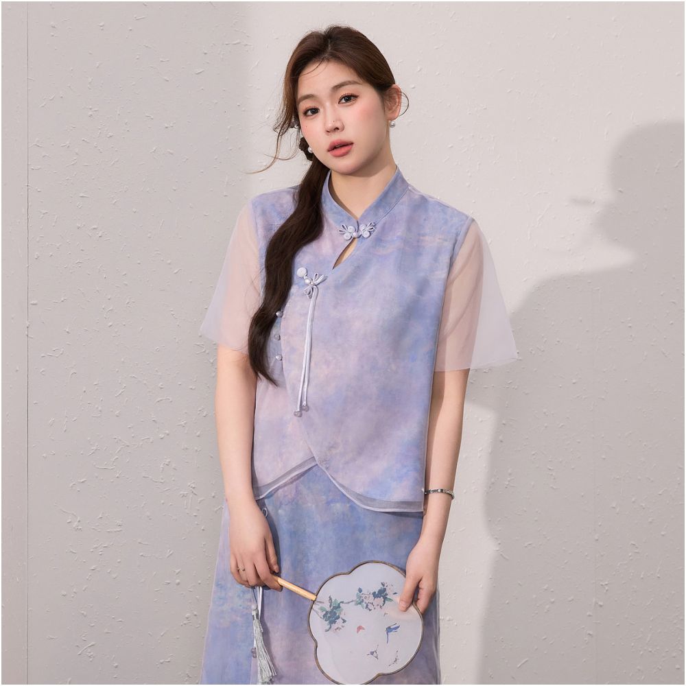 ASAYA6029 – Celestial Mist Mandarin Set 🌫️💜