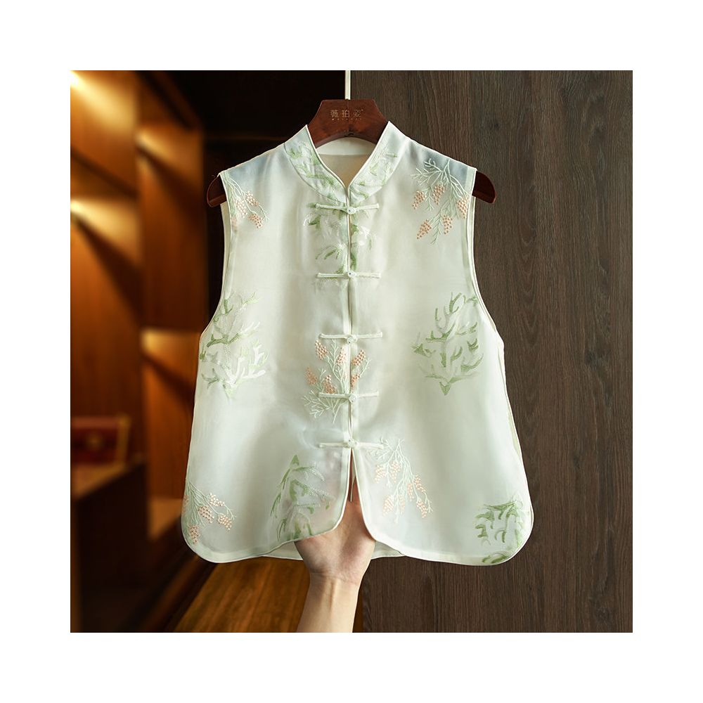 ASAYA6037 – Whispering Silk Embroidered Vest 🌿🤍