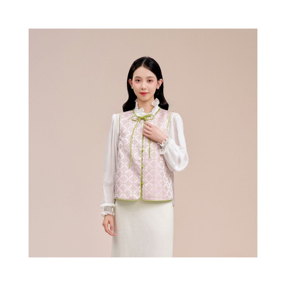Oriental Selection New Chinese style Apricot Rain Women s Vest Women s Wear High end Popular Chinese Style Early Autumn Dressing Autumn Clothes image 0