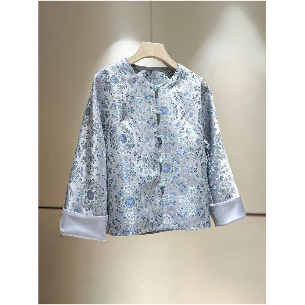 ASAYA6046 – Celadon Bloom Brocade Jacket 💙🌿