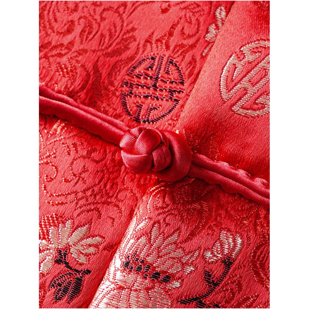 Red silk brocade jacquard new Chinese style vest for women unique light Chinese style button Tang suit top image 2