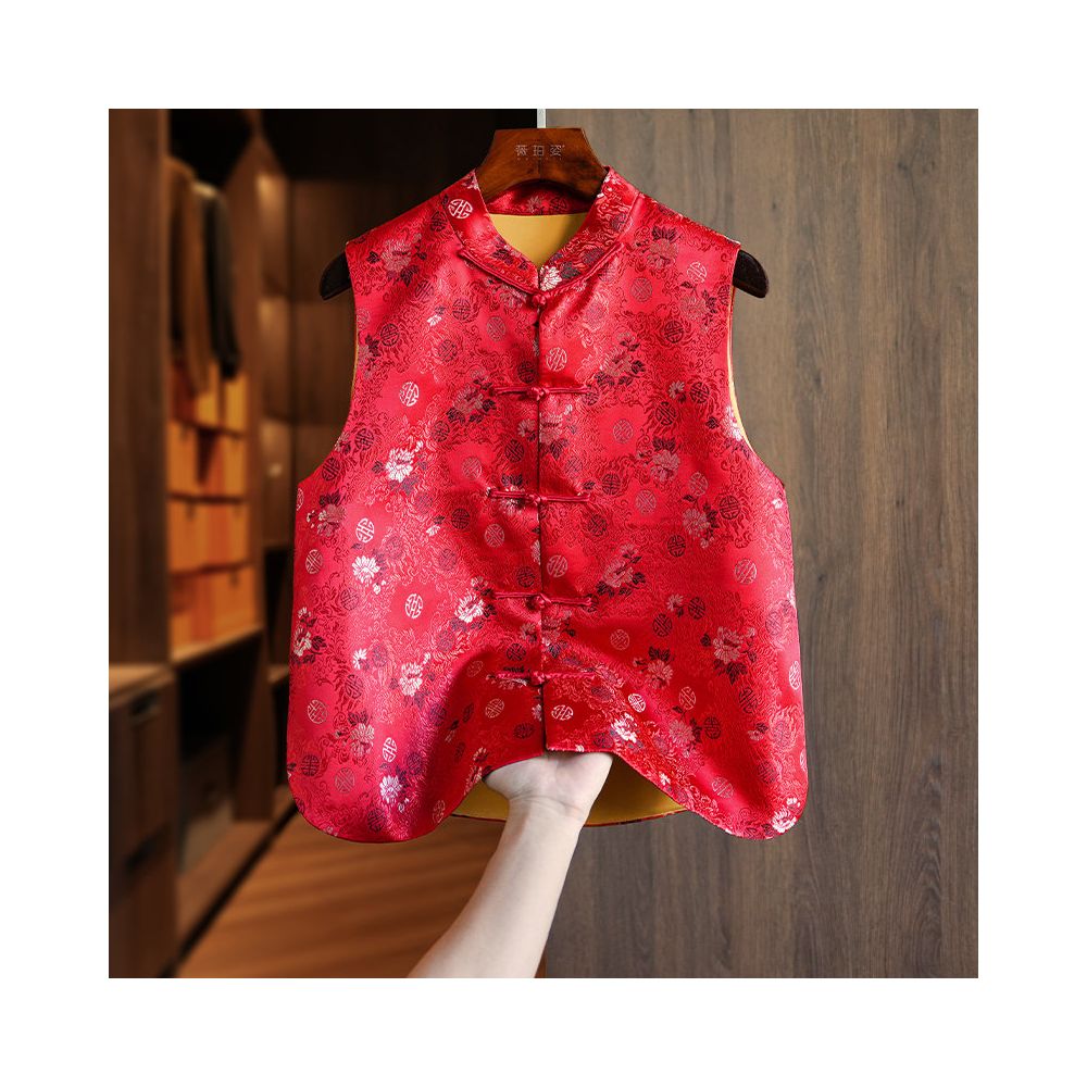 ASAYA6047 – Imperial Red Silk Brocade Vest ❤️✨