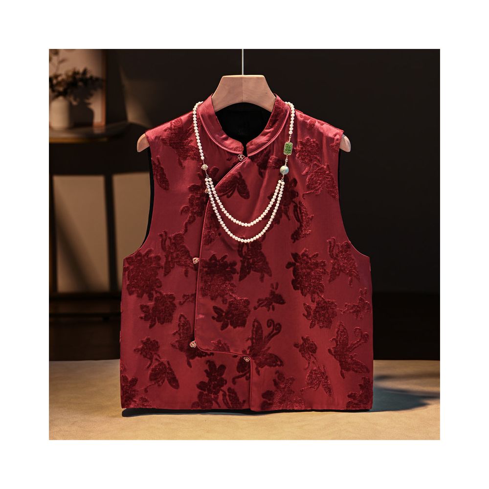 ASAYA6059 – Ruby Heritage Mandarin Vest ❤️✨