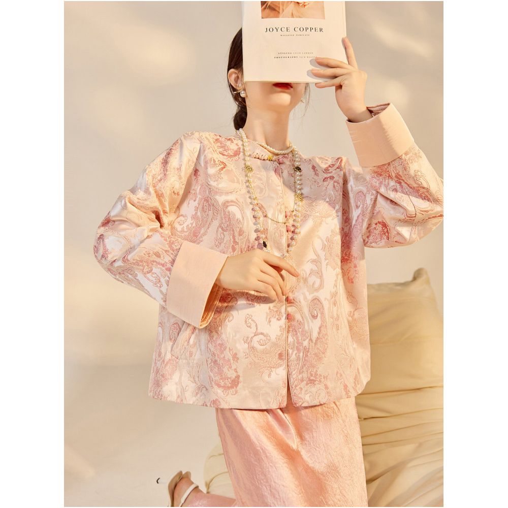 Tang Dou Gao Ding Fang Hua Like a Dream New Chinese Coat for Women Texture Jacquard High Grade Pan Buckle Chinese Style Top Spring image 1