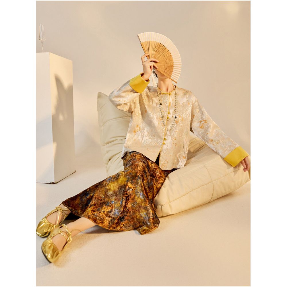 Tang Dou Gao Ding Fang Hua Like a Dream New Chinese Coat for Women Texture Jacquard High Grade Pan Buckle Chinese Style Top Spring image 3