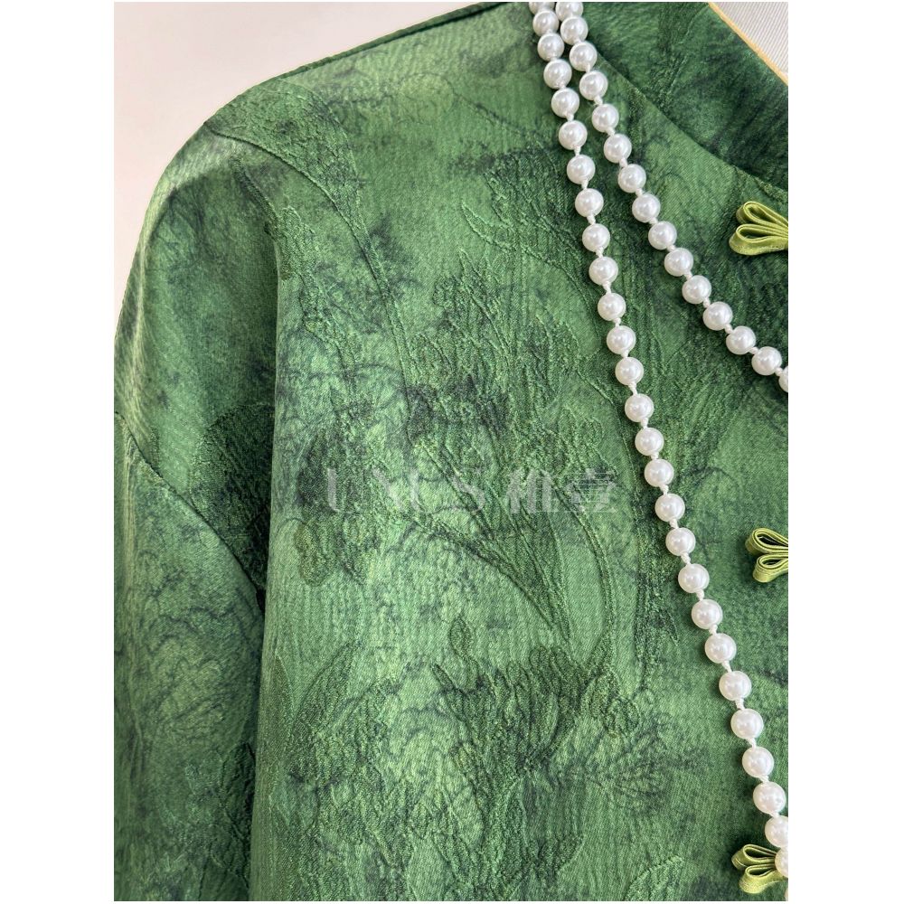 UNUS three dimensional jacquard buckle retro dignified and atmospheric Tang style new Chinese style jacket Chinese style emerald cotton clothing image 1